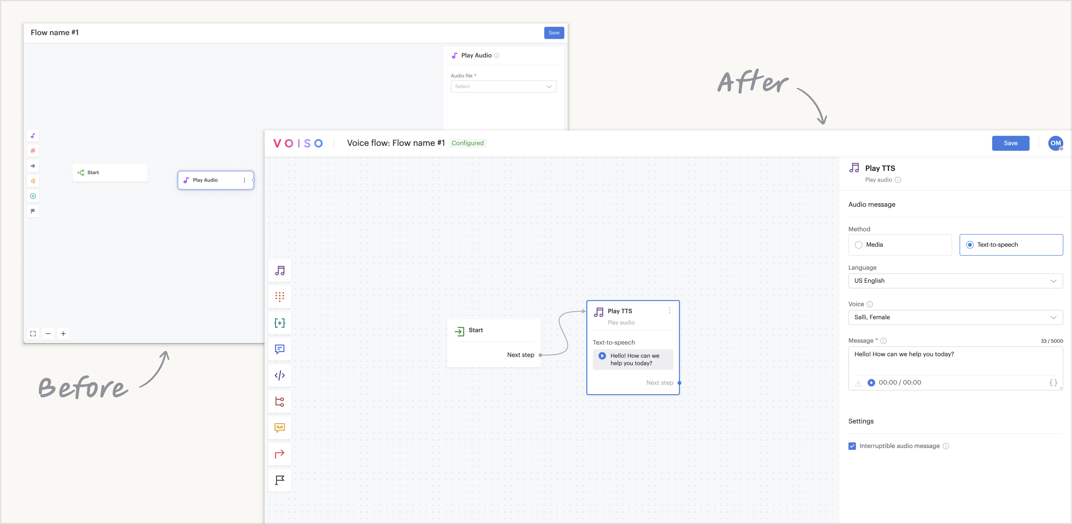 Before and after the Flow Builder redesign